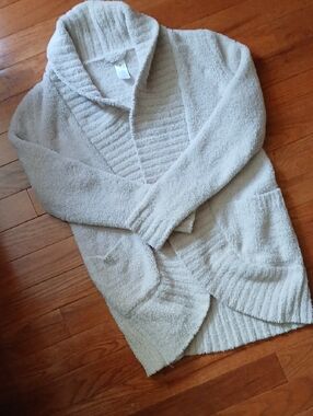 Cozy Open-Front Shawl Collar Lounge Cardigan - Cream Size S/M